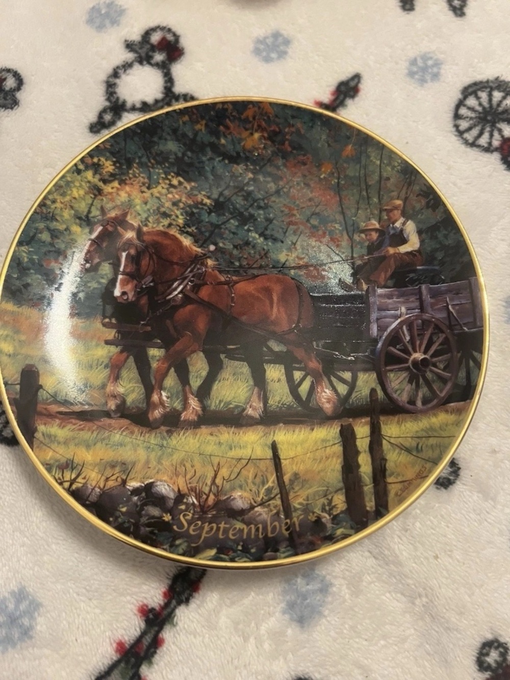 Danbury Mint Horses For All Seasons September Month Calendar Plate Cummings